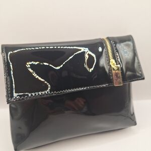 YSL Yves Saint Laurent Black Patent Beauty Makeup Bag / Cosmetic Pouch